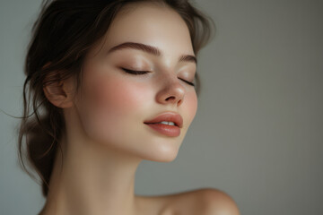 Naklejka premium A close up of a girl's face with her eyes closed