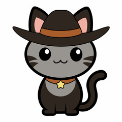 Cat wearing a hat vector illustration isolated on a white background