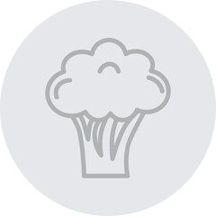 Broccoli Vector Line Grey Circle Grey
