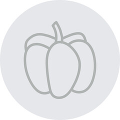 Bell Pepper Vector Line Grey Circle Grey