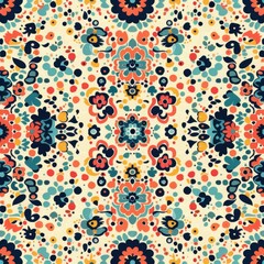 Ornamental Floral Pattern with Vibrant Colors