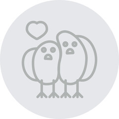 Lovebird Vector Line Grey Circle Grey