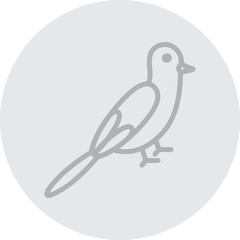 Budgerigar Vector Line Grey Circle Grey