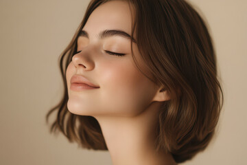 Fototapeta premium A close up of a girl's face with her eyes closed