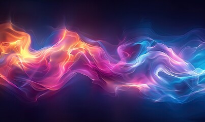 Obraz premium A dynamic abstract background with waves of silk fabric in vivid blue, pink, and orange colors, conveying fluidity and movement.