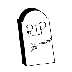 Gravestone silhouette isolated on transparent background. Vector illustration