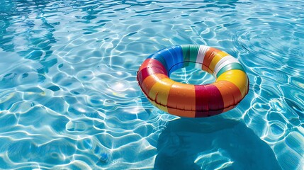 Naklejka premium a multi color raft floating in a sparkling pool