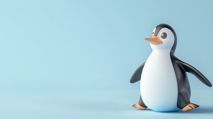 Obraz premium A cartoon penguin on a blue background.
