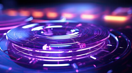 Abstract purple background with transparent disks. AI Generation  