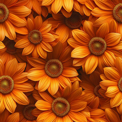 オレンジのひまわりのテクスチャパターン