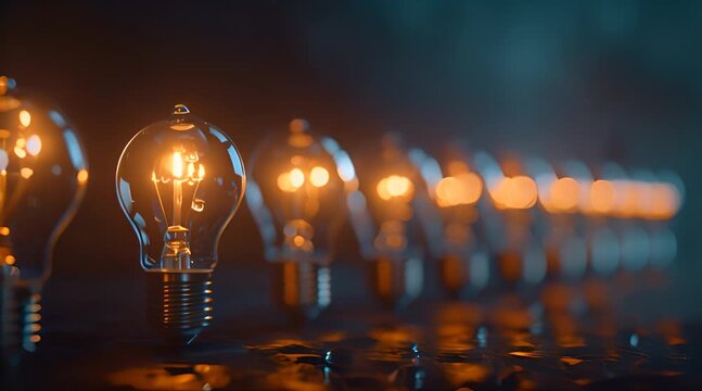 A close up of a light bulb with a bright yellow light shining through it.