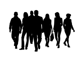 Stylish Group Walking Silhouettes: Ideal for Creative Graphics and Decor