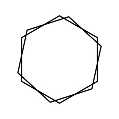 Hexagon frame template isolated on white background. Vector illustration.