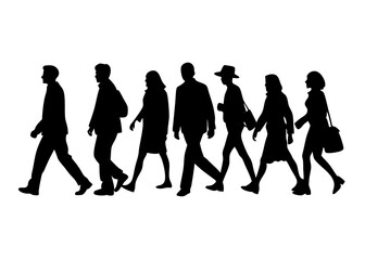 Stylish Group Walking Silhouettes: Ideal for Creative Graphics and Decor