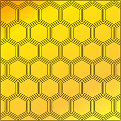 Hexagon pattern isolated on gold background. Vector illustration.