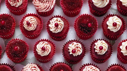 pearlescent miniature cupcake pattern reds and pinks