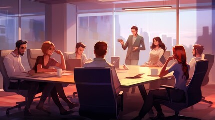Obraz premium Business Meeting in a Modern Office