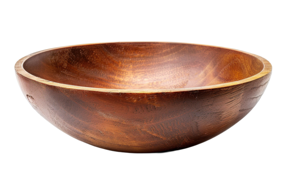 Wooden bowl on transparent background, png