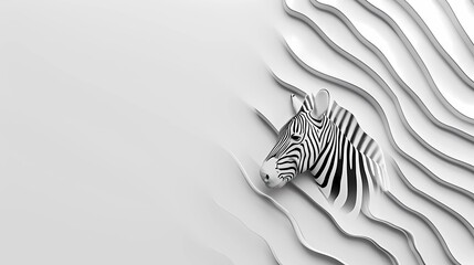 Abstract white background with zebra stripes along the contour, Generative AI illustrations. 