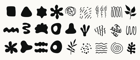 Glyph Abstract Shapes, Doodles, and Plants in Modern Contemporary Flat Design