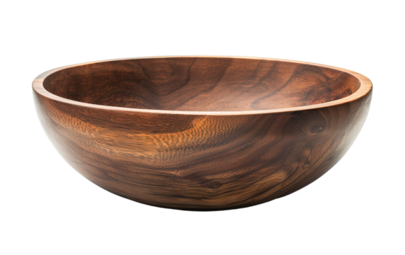Wooden bowl on transparent background, png