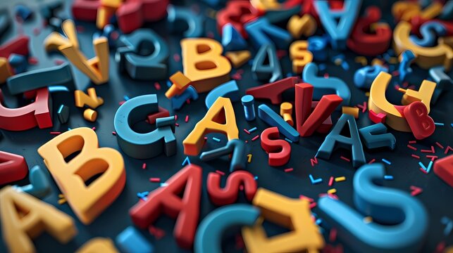 A model of a "ABCs" letter  grammar themed youtube thumbnail, Generative AI illustrations.