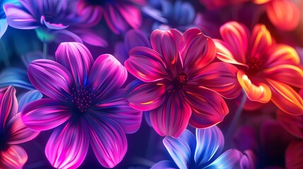 A flowers neon background colorful vibrant, Generative AI illustrations. 
