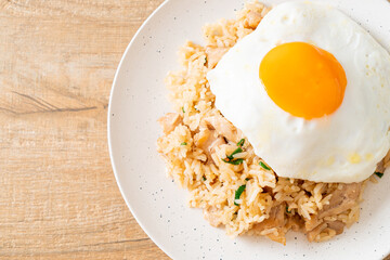 fried rice with pork and fried egg in Japanese style