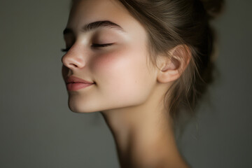 Fototapeta premium A close up of a girl's face with her eyes closed