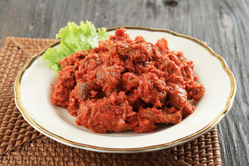 Beef with Spicy Chilli Sauce Popular Dish from Cirebon, Indonesia