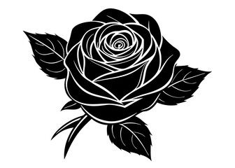 Rose Silhouettes and Botanical Art: Classic Black and White Illustrations