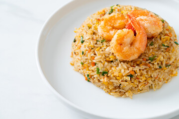 fried shrimps fried rice on plate