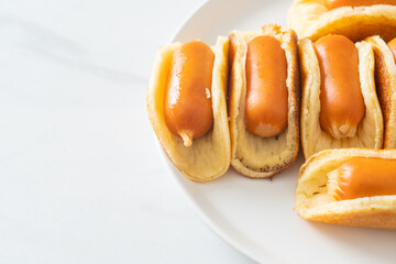 flat pancake roll with sausage