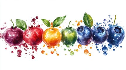 A colorful blueberry clipart, fruit element, abstract art, vibrant palette, isolated on white background