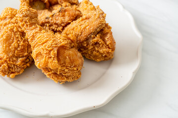 fried chicken with ketchup on plate