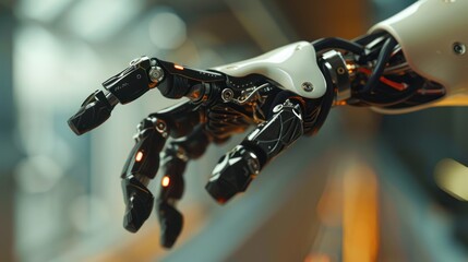 Naklejka na ściany i meble Future AI robot hand finger.