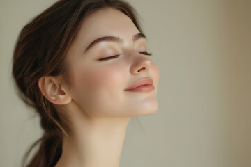 Fototapeta premium A close up of a girl's face with her eyes closed