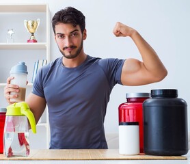 Athlete tasting new protein supplements for better muscles