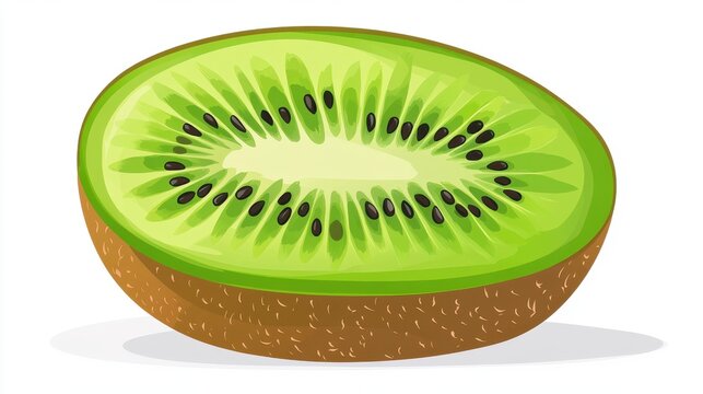 recommend clip art: A ripe kiwi clipart, fruit element, flat design, modern style, isolated on white background