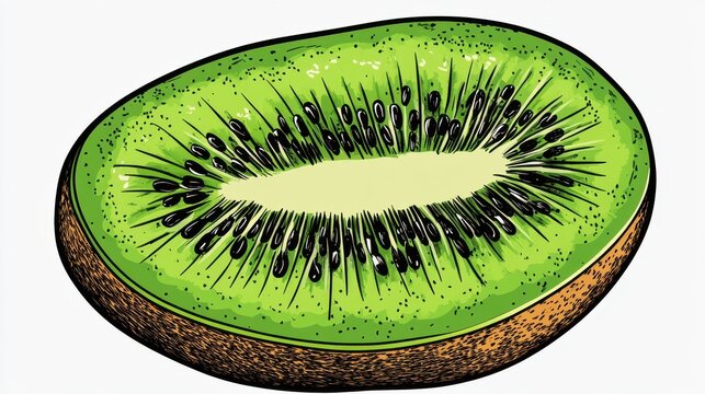 kiwi fruit slice green black seeds clip art preview