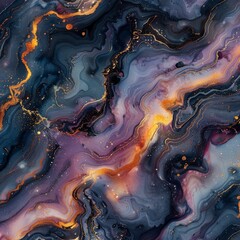 Abstract Swirling Marble Texture with Golden Accents