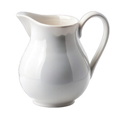 White pitcher with a handle isolated on transparent background