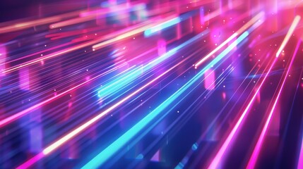 A vibrant scene with glowing neon lines in various colors, forming dynamic shapes and patterns, creating a futuristic and energetic atmosphere, ideal for tech-themed projects, modern designs, and