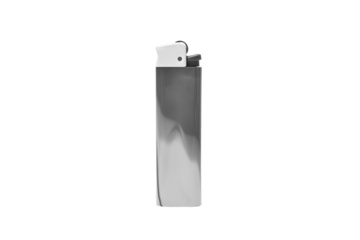 Black and white color gas cigarette lighter centered and isolated on white background.