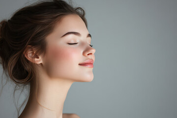 Naklejka premium A close up of a girl's face with her eyes closed