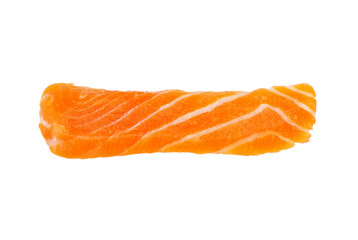 Sliced salmon isolated on white background.