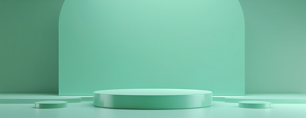 Green podium background platform, product studio presentation