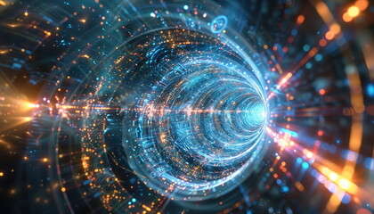 Obraz premium Abstract Tunnel of Light and Data