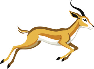 Obraz premium A gazelle leaps energetically with its elegant form highlighted in a clean vector design.