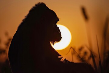 ai generative silhouette of gorilla in the wild